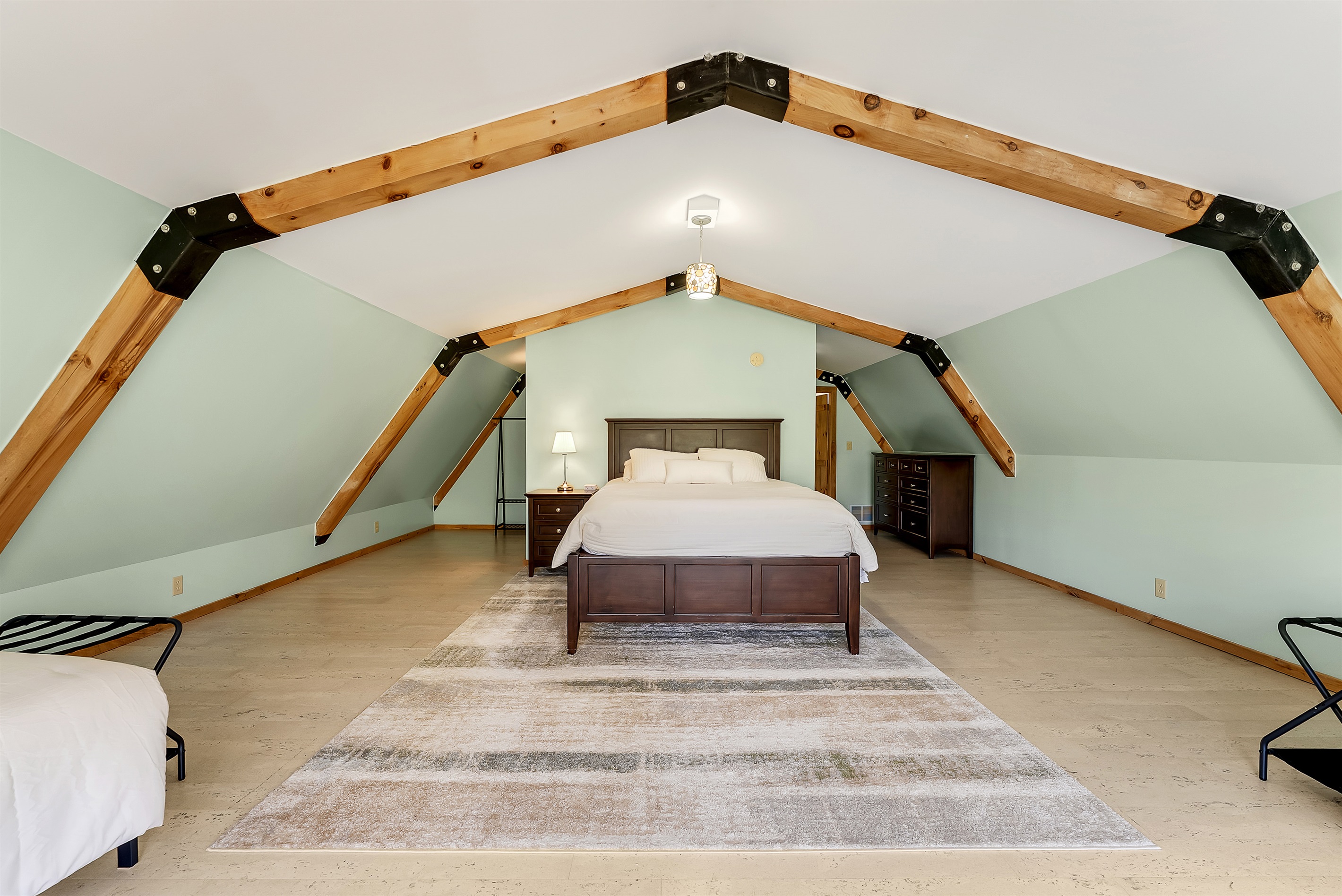 Bedroom #4 with queen bed and 2 twin beds.