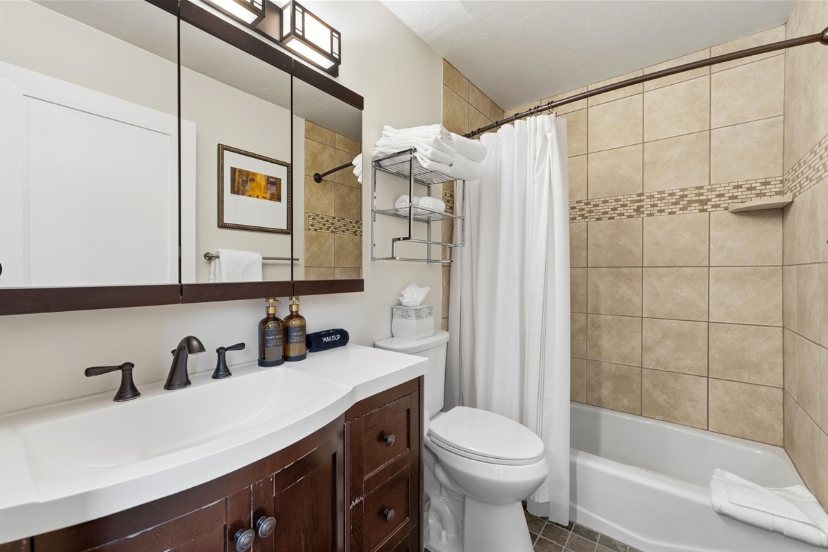 This is where you rinse off the mountain each day—hot water, fresh towels, and enough space to actually move around.