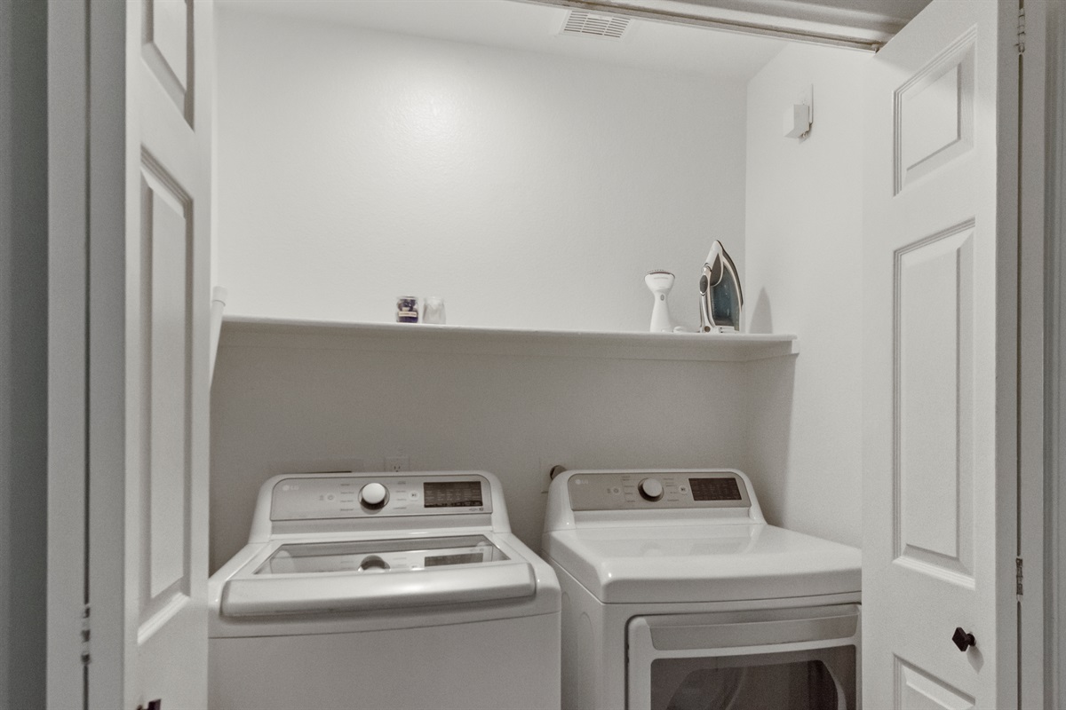 Enjoy added convenience with private washing machine and dryer
