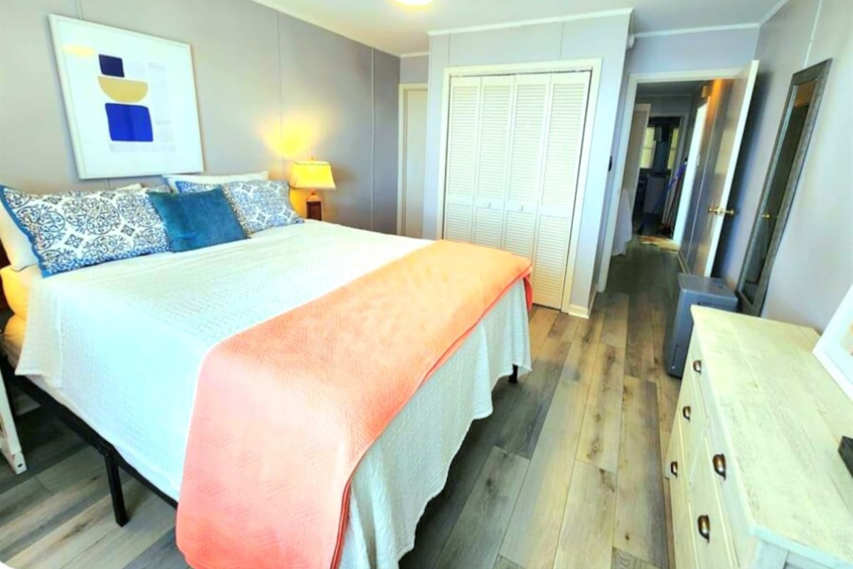 Master bedroom with full bathroom