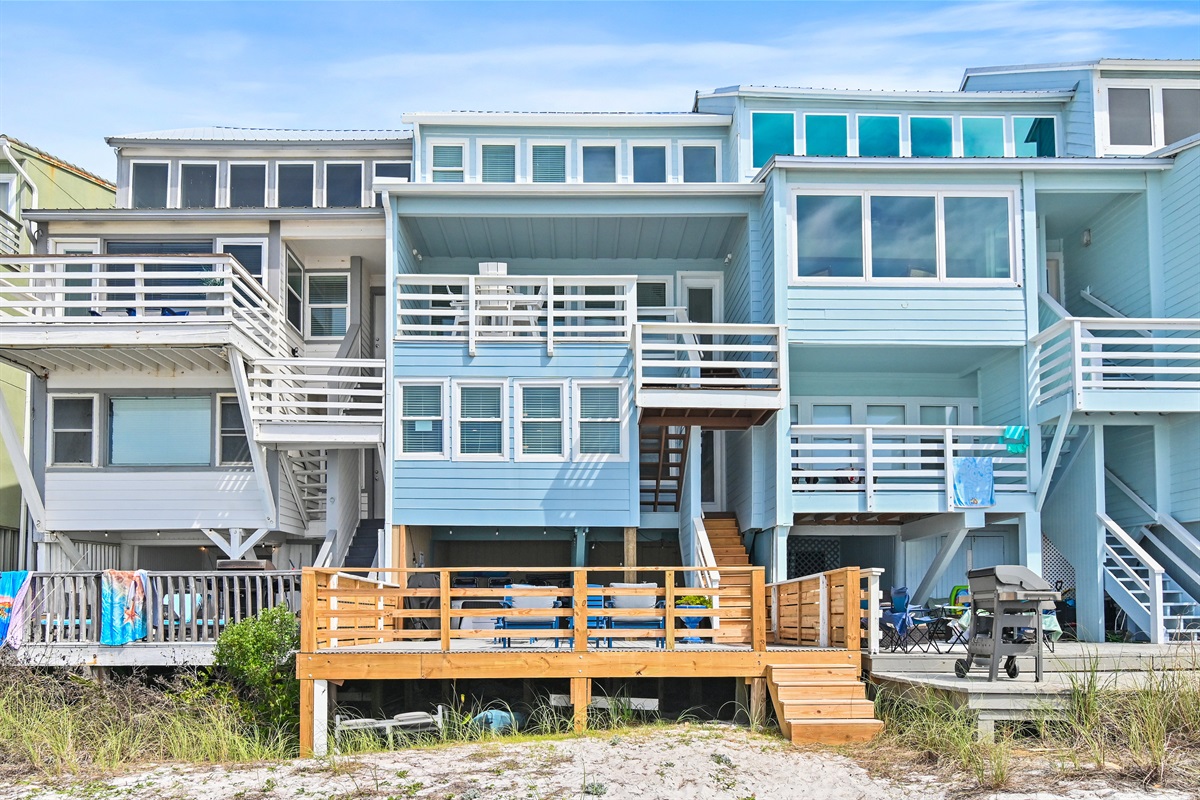 SeaWinds 8 is a Spacious, 3-Level, Beach Front Townhome - Fully Remodeled in January 2026, has all New Furniture, Comes Fully-Stocked with Games and Beach Gear, a private Hot Tub, and more!