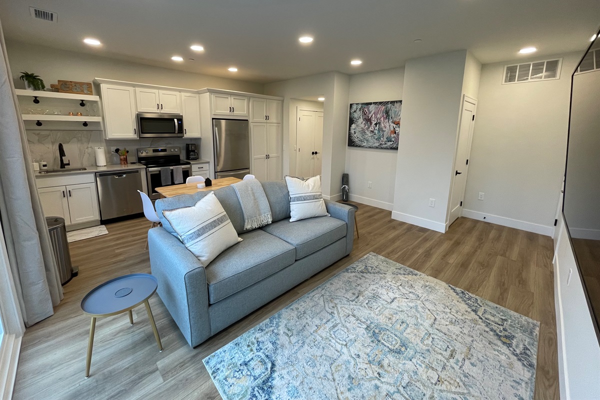 Open Floor Plan + Comfy Pull Out Couch