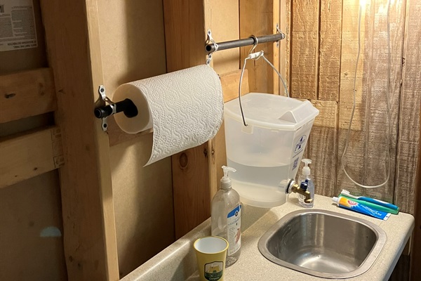 Bathroom sink with water supply.