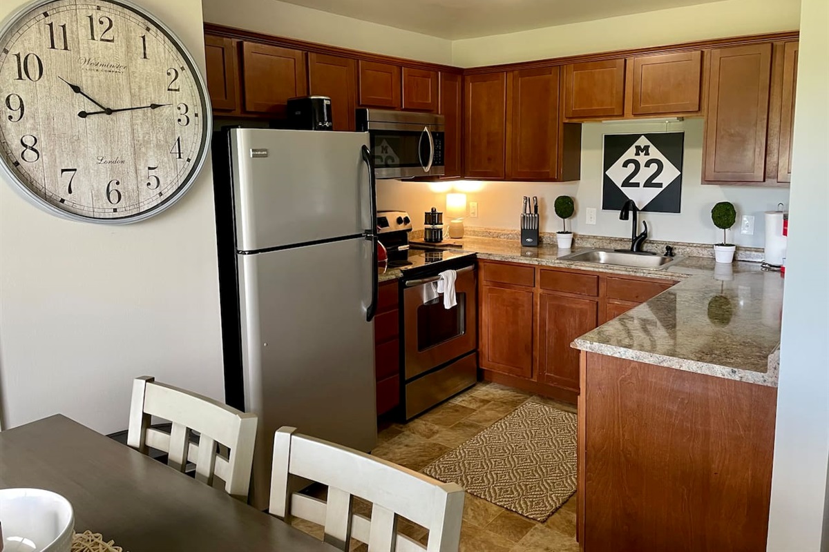 Fully equipped kitchen with all of the amenities of home.