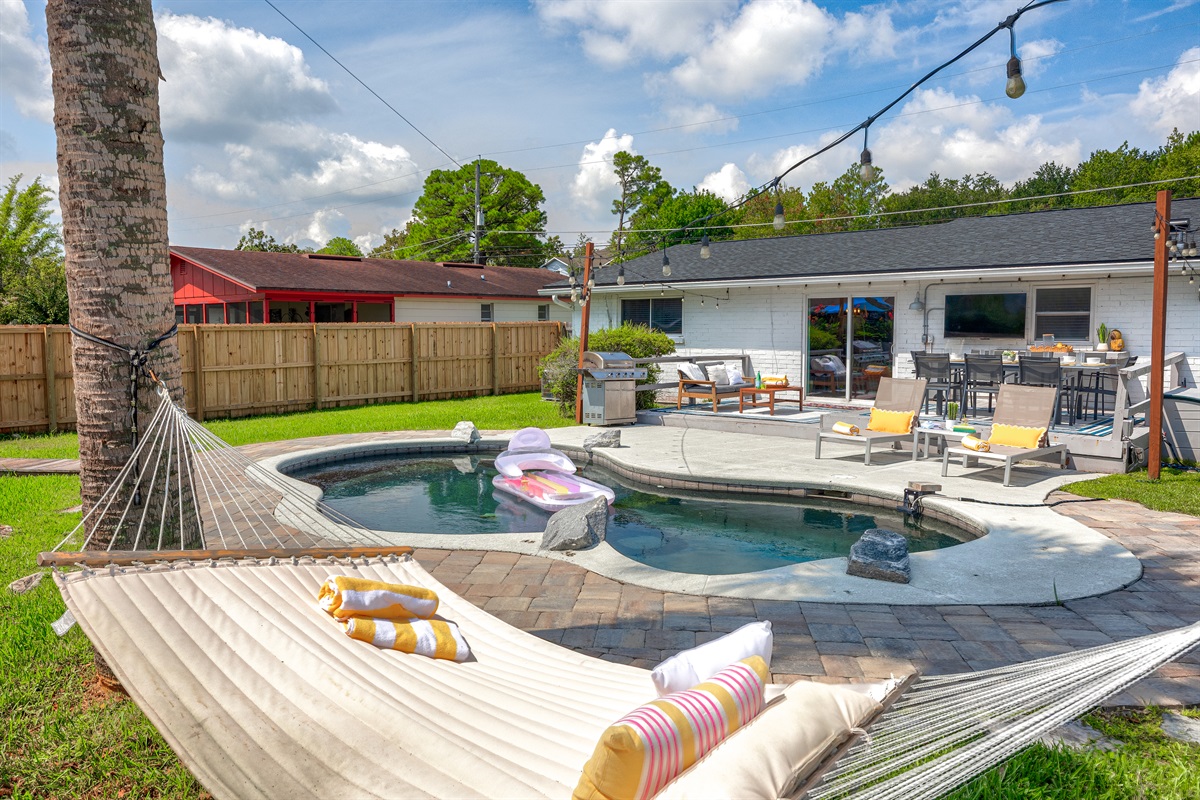 Relax in the hammock poolside