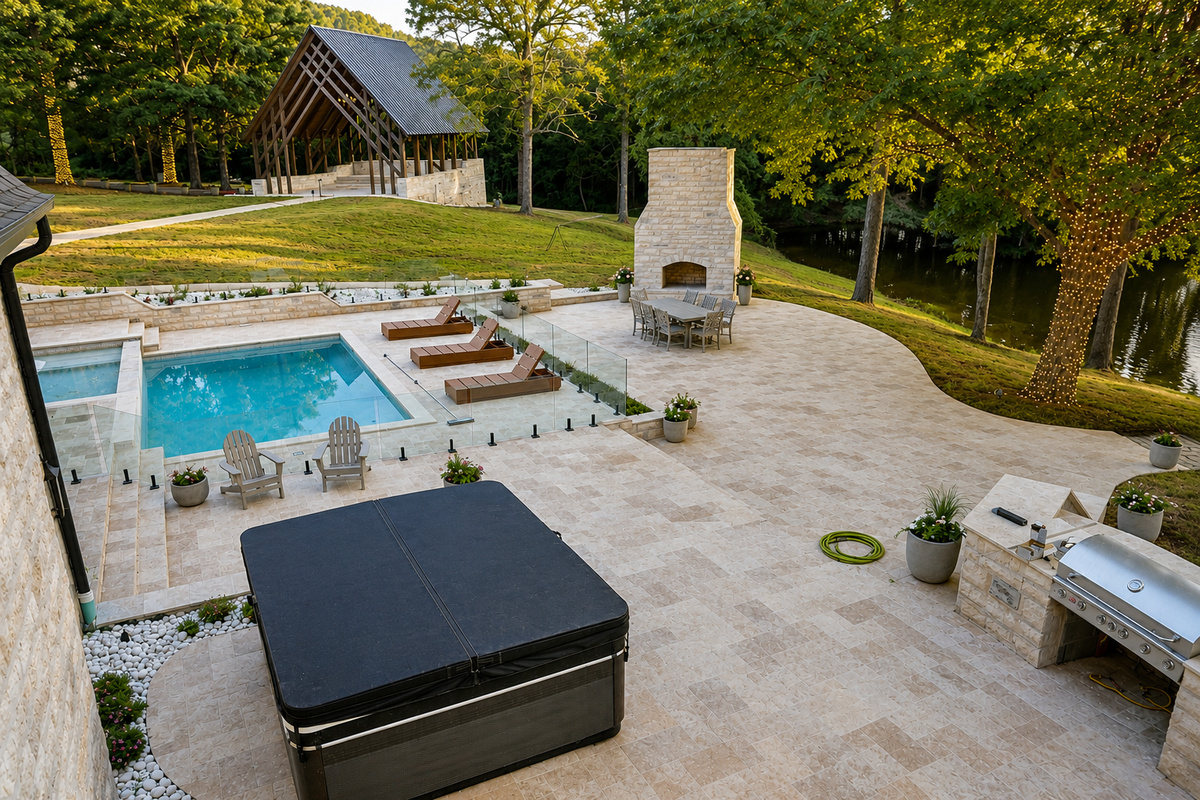 View from balcony, hot tub