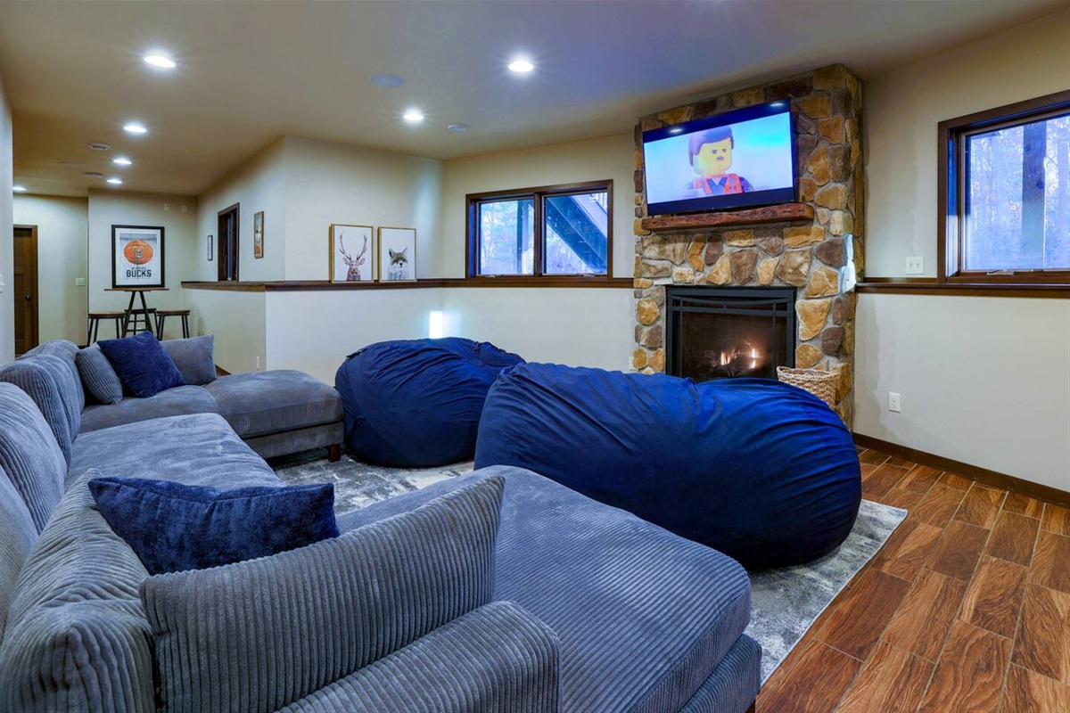 Spacious, family-friendly seating perfect for movie nights and relaxing after a day outdoors