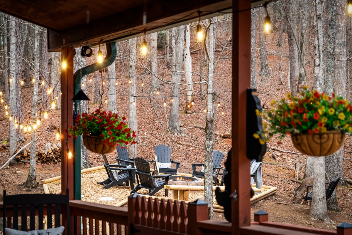 Firepit view from the porch.