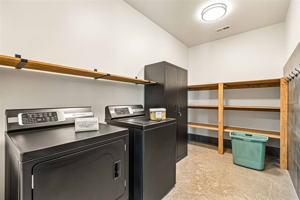 A place to do laundry, and extra space for everything you bring along.