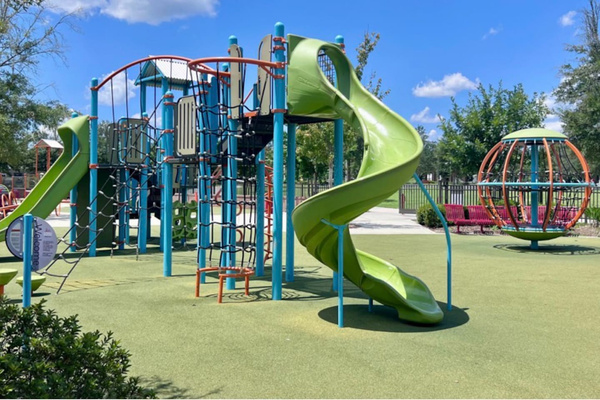 Liberty Park’s playground with lake views, just minutes away.