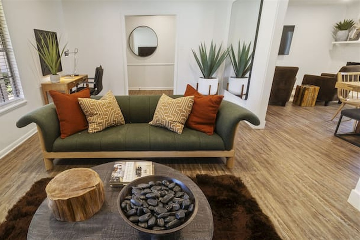 Stylish lounge area with modern furnishings and cozy ambiance for conversation or relaxing evenings.