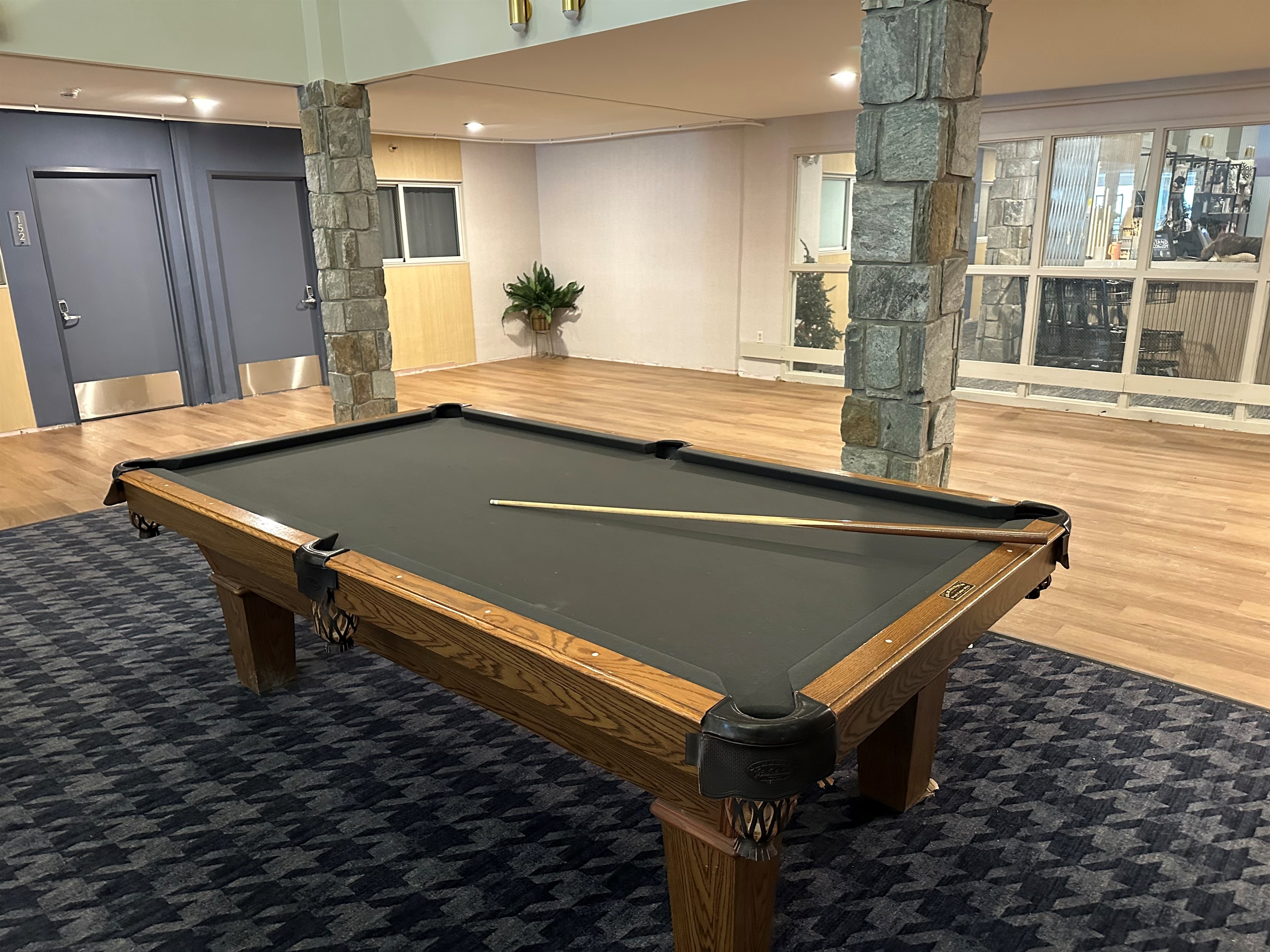 Pool table in Mountain Lodge's newly remodeled lobby.
