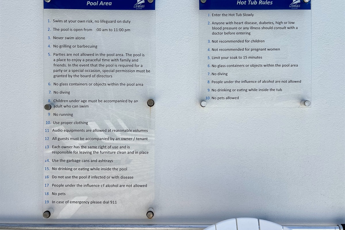 Pool/Spa Rules