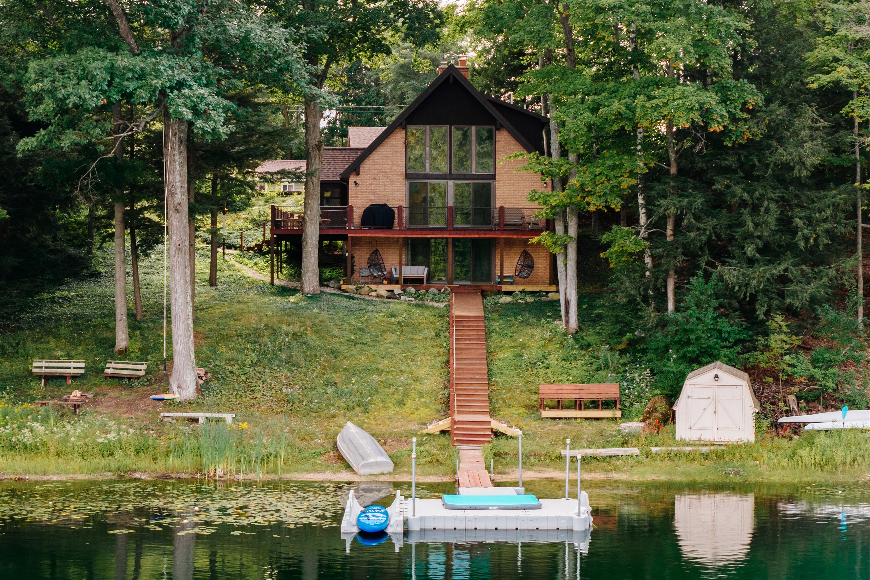 Lakehouse view from the water with private dock