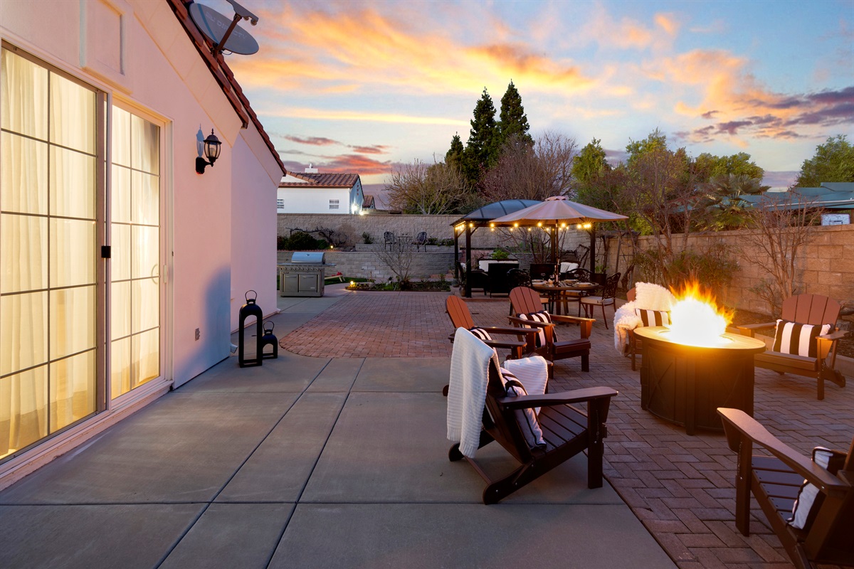 Sunset, firelight, and good company—your perfect evening retreat