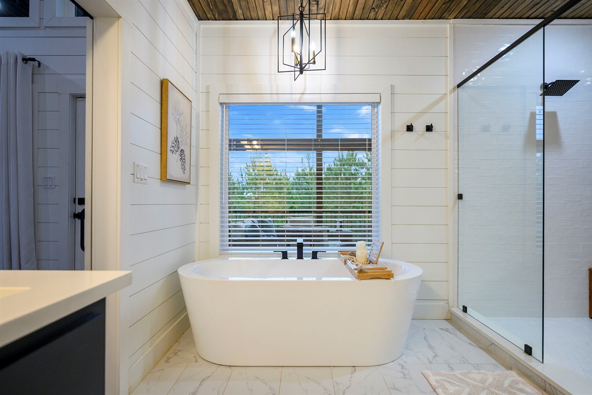 Alternate view of the luxury bath &mdash; designed for comfort, privacy, and relaxation.