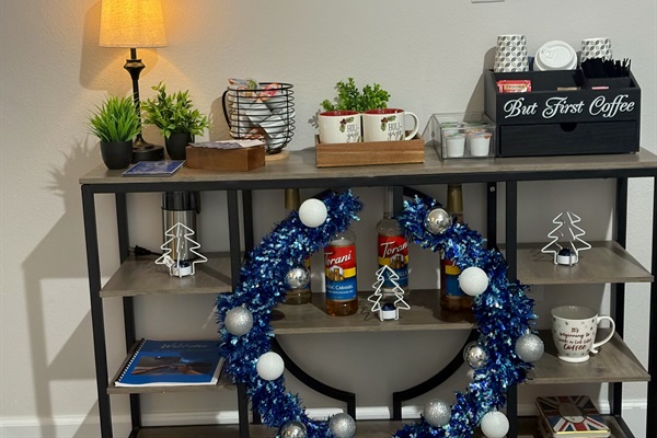 Full complimentary coffee/tea bar with your favorites