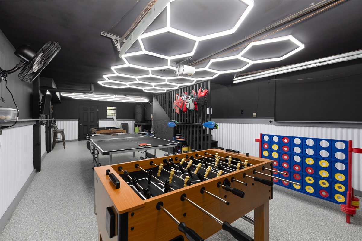 A modern game room setup, blending fun and style 