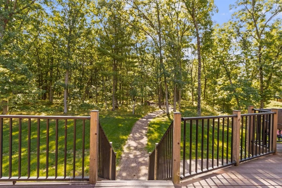 View from the back deck looking towards the fire pit