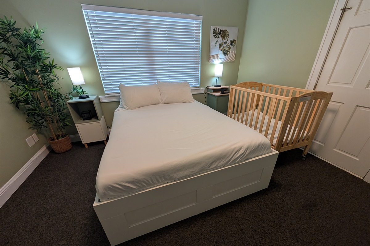 The master has a foldable crib located in the closet