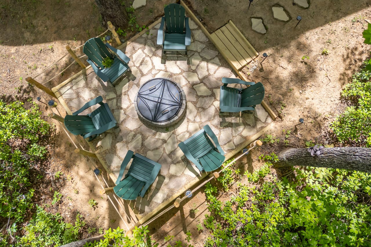 Drone view of fire pit area 