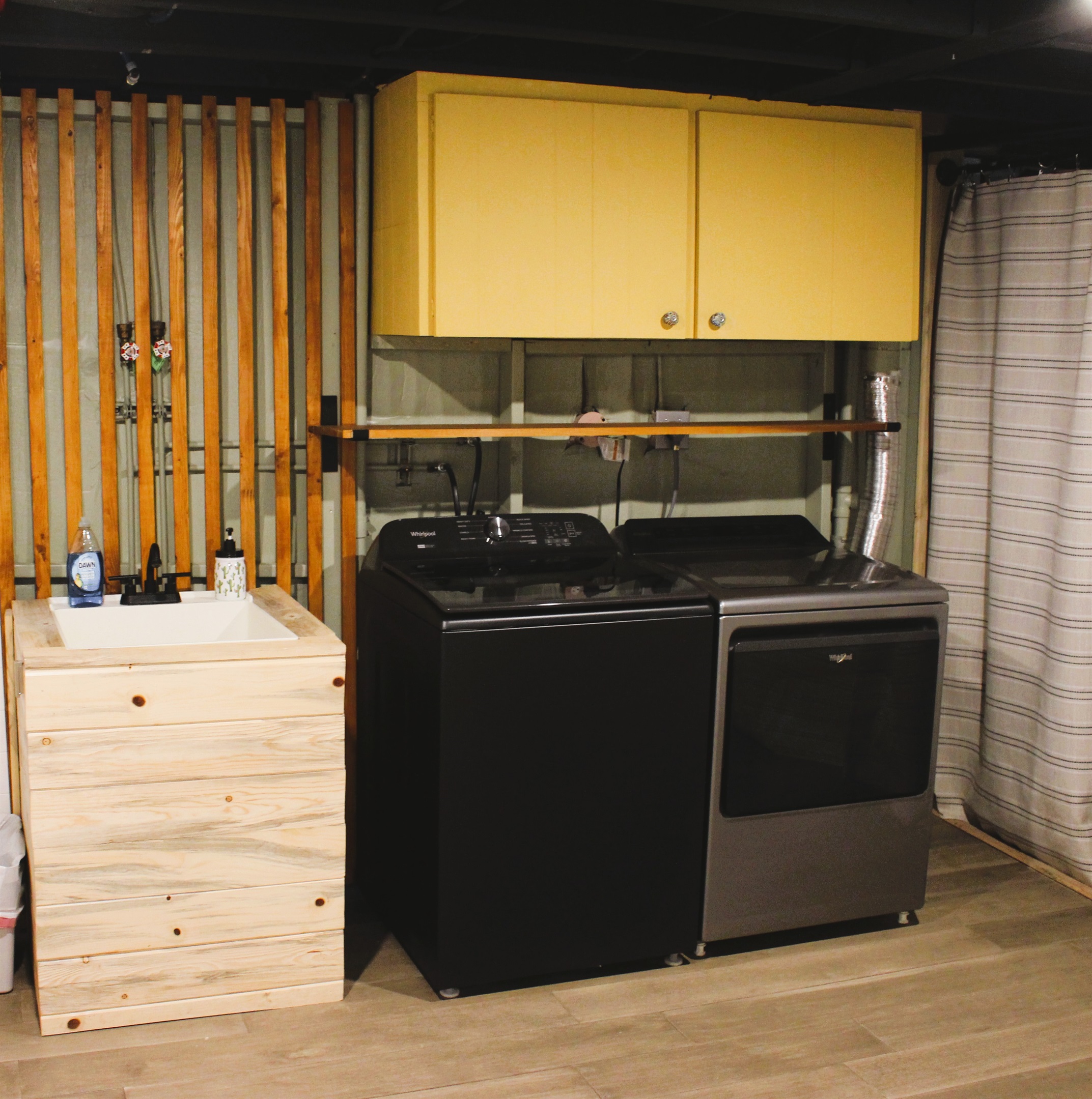 New washer and dryer in basement