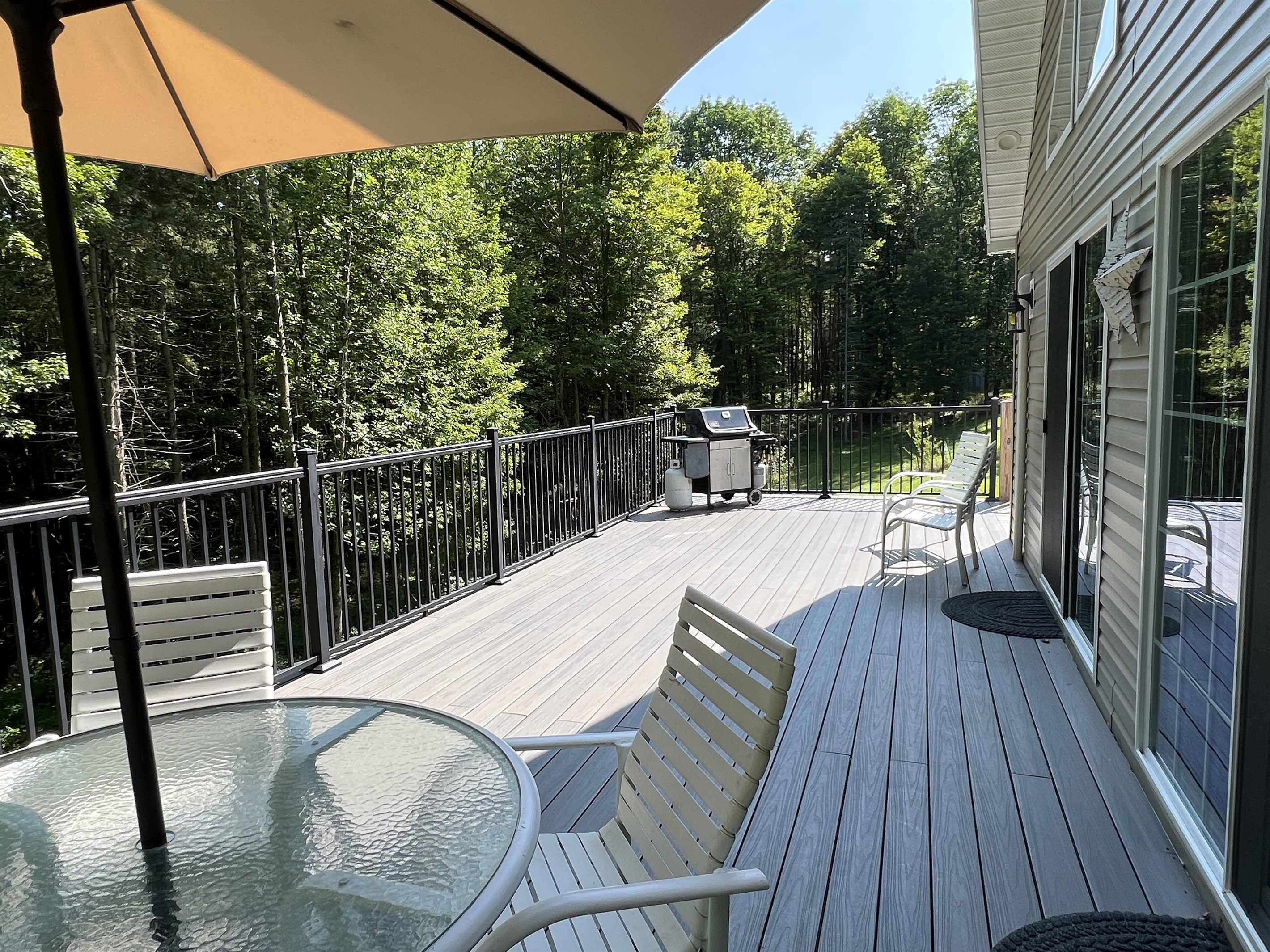 Rear deck with dining table and gas grill