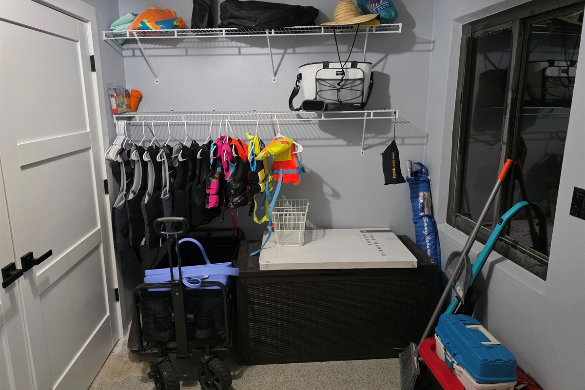 Life jackets, Cooler, Beach Wagon, Umbrella