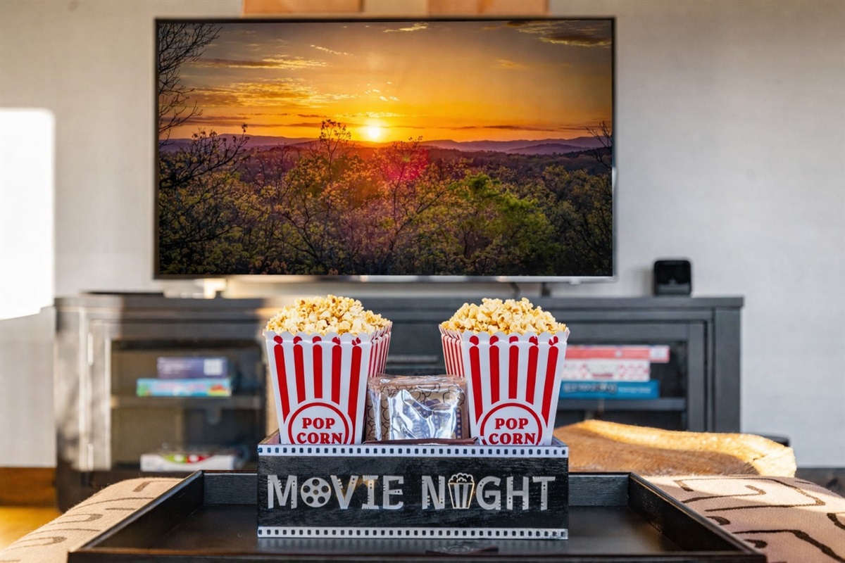 Evenings done right. Popcorn, lights low, views outside. 