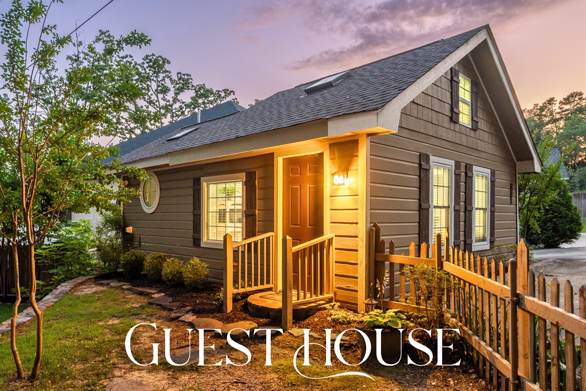 Tucked next to the main house, the guest house offers a cozy, private retreat all its own—perfect for spreading out, quiet mornings, or a peaceful night in.