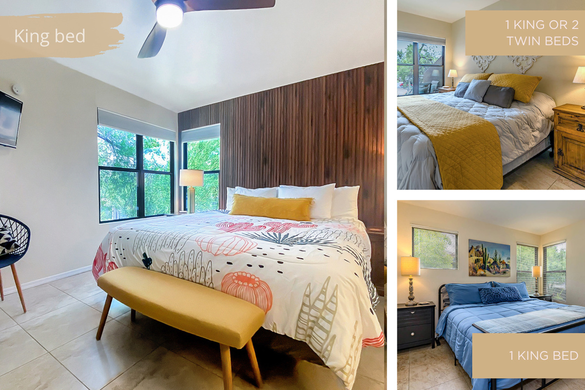 Three king beds in total, offering spacious and comfortable accommodations for a restful night's sleep. Perfect for groups or families!