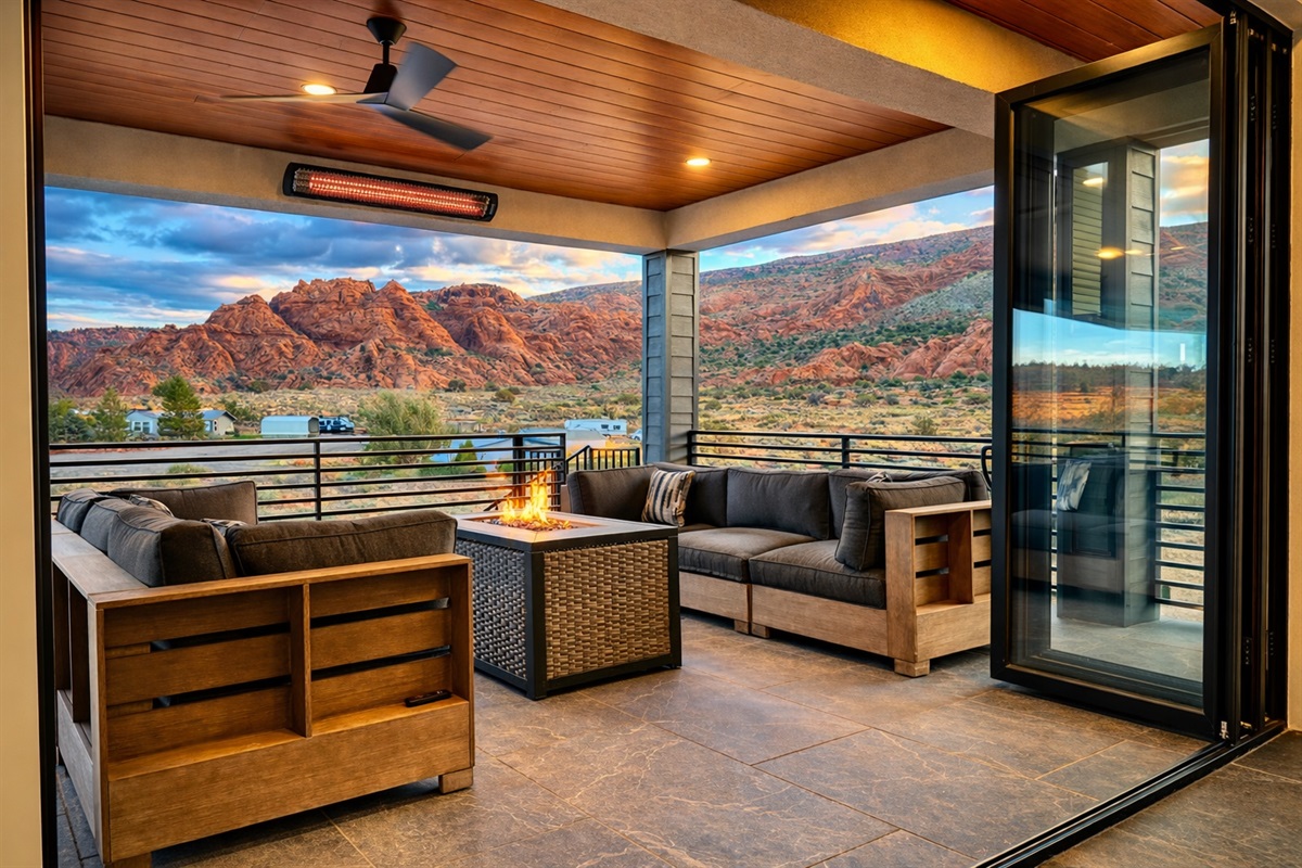 Outdoor Patio with large sliding glass doors