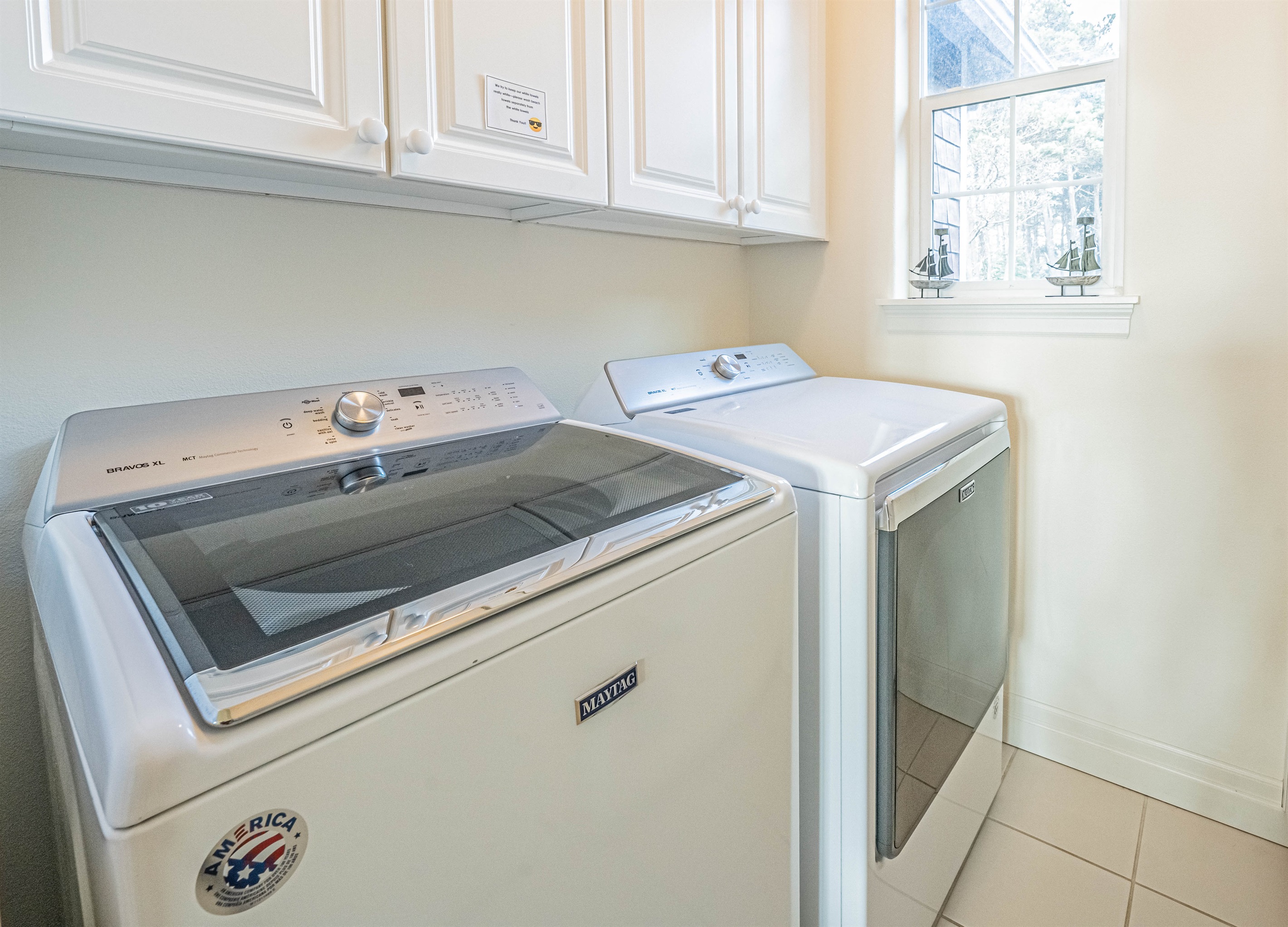 Maytag washer and dryer on the main floor for your use.
