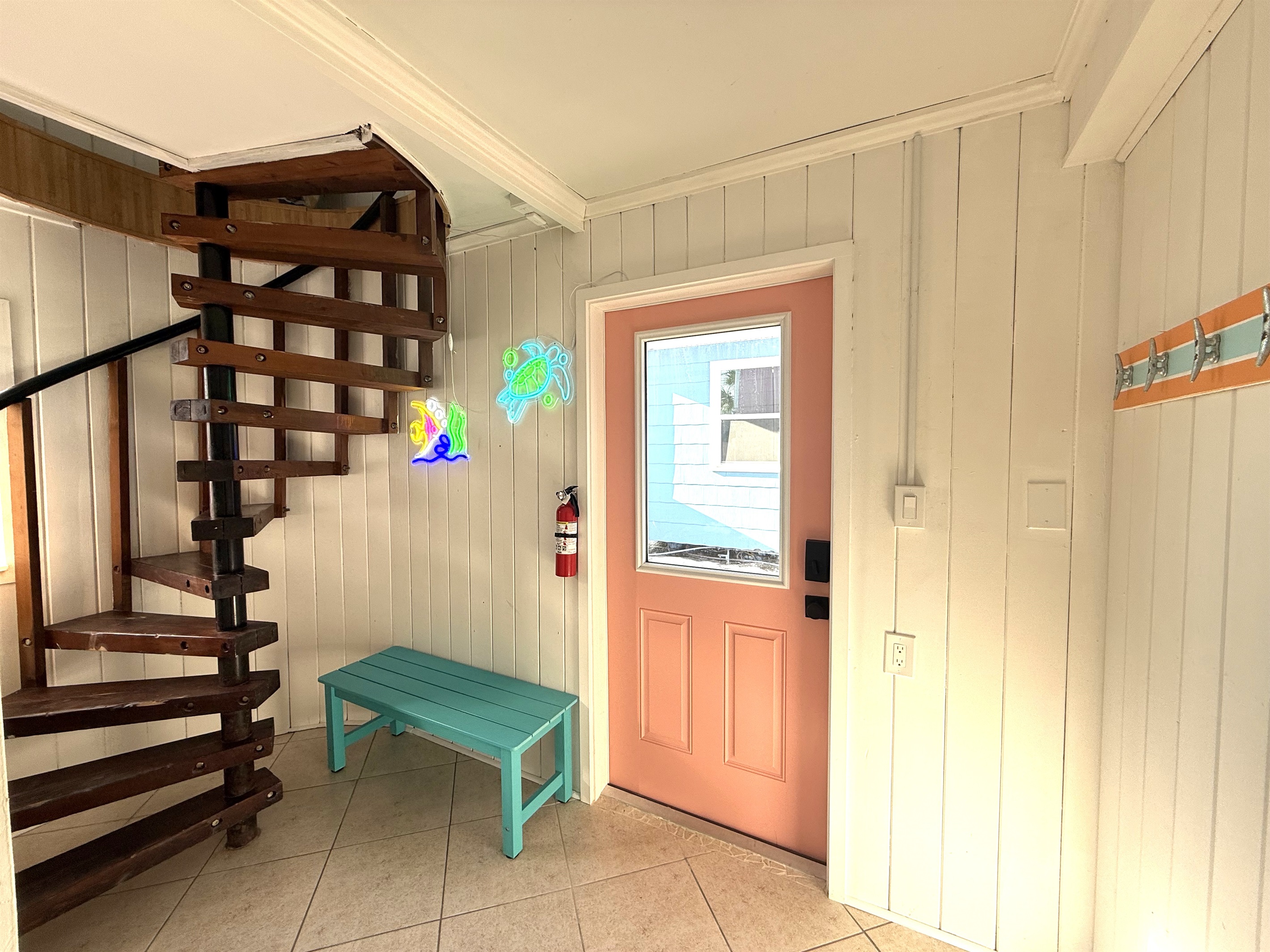 Cool Entry Way Down Stairs & Circular Stairs to Upstairs