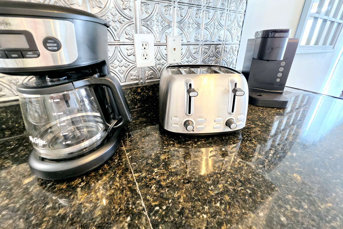 Toaster and coffee maker on the kitchen counter
