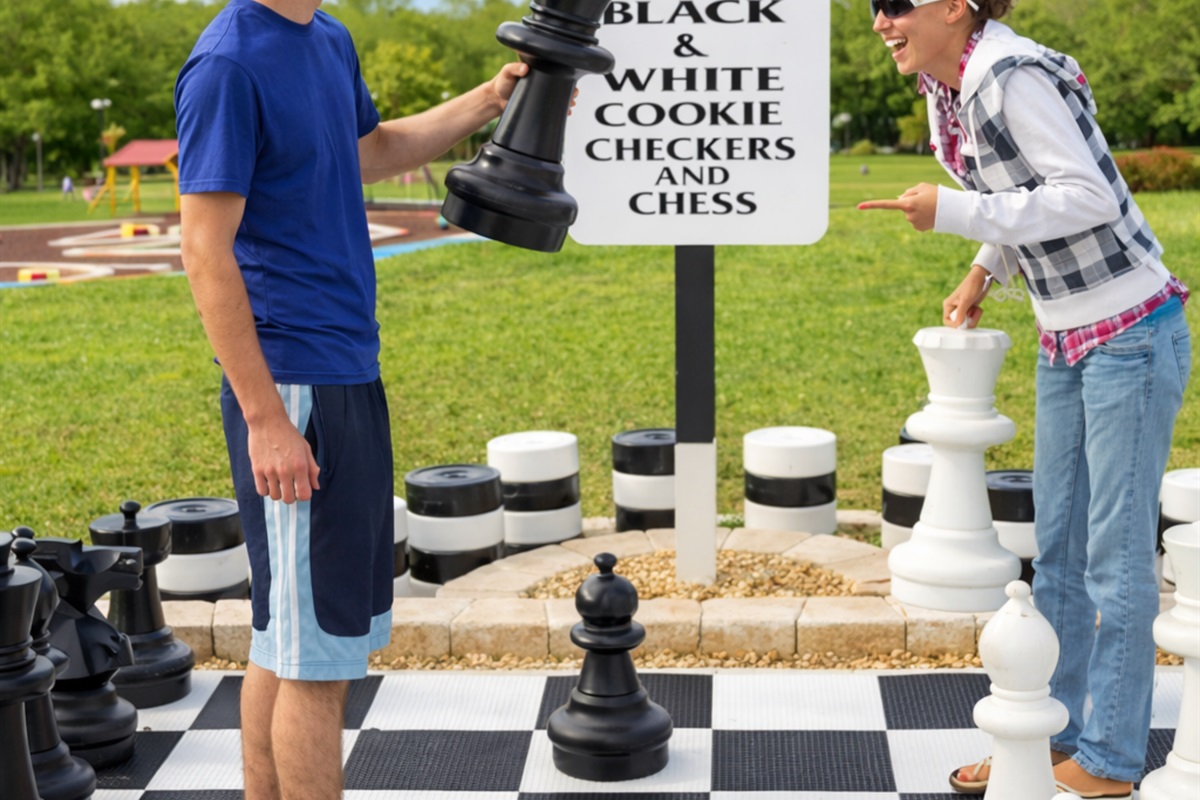 Oversized outdoor chess battle