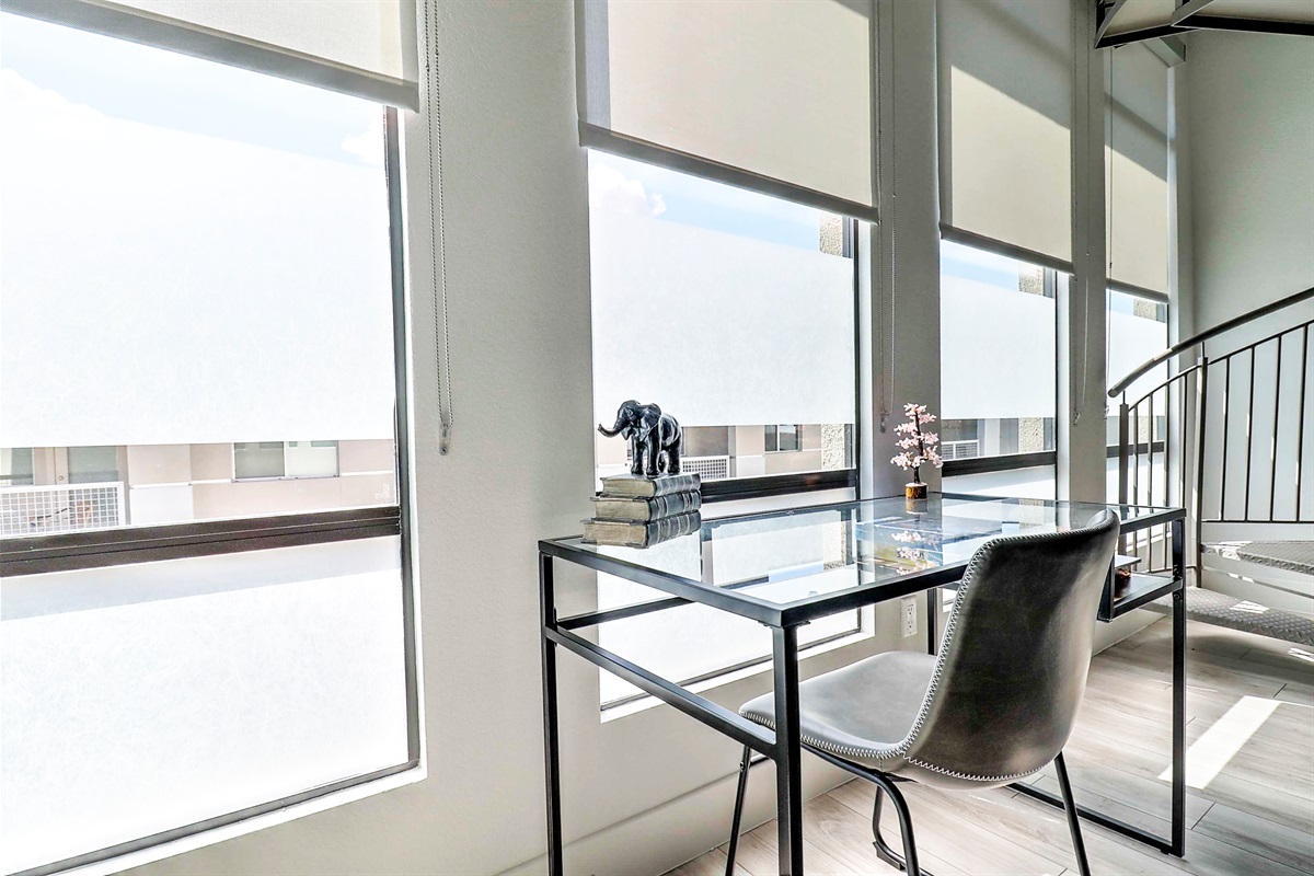 Modern workspace with a view.