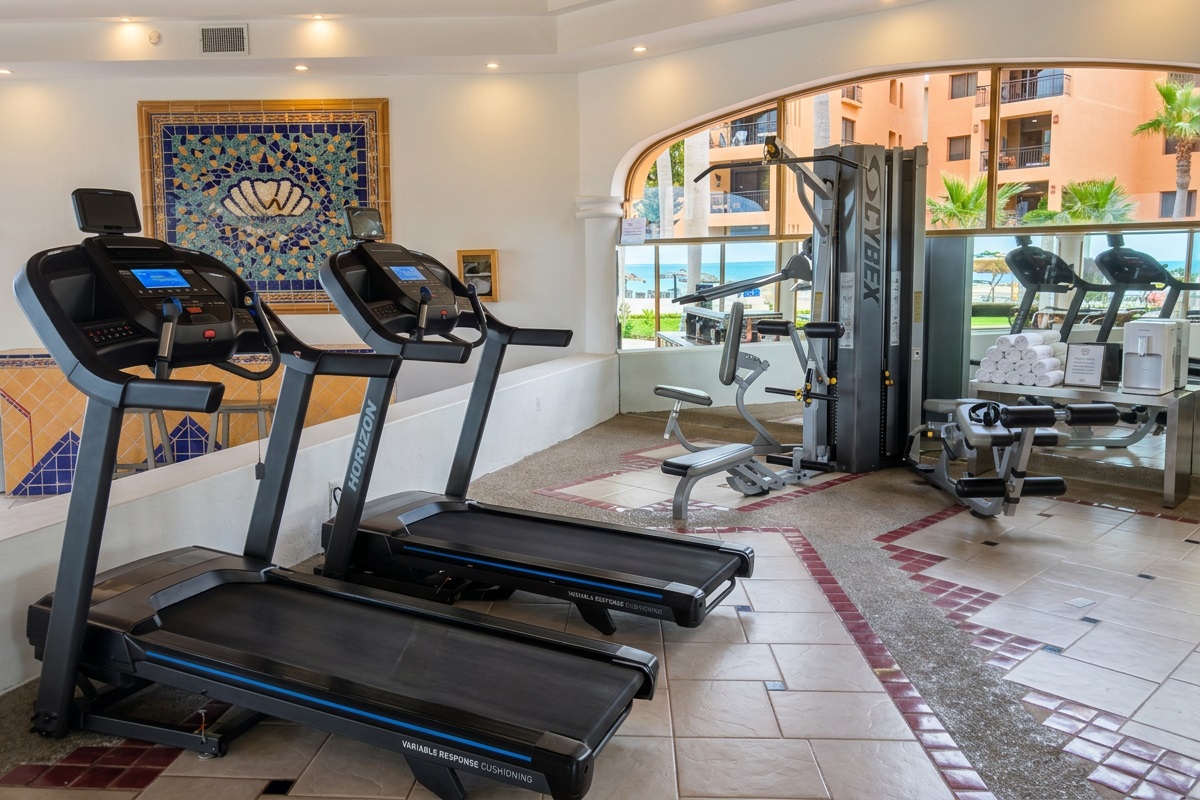 Gym equipment, treadmills located in the clubhouse