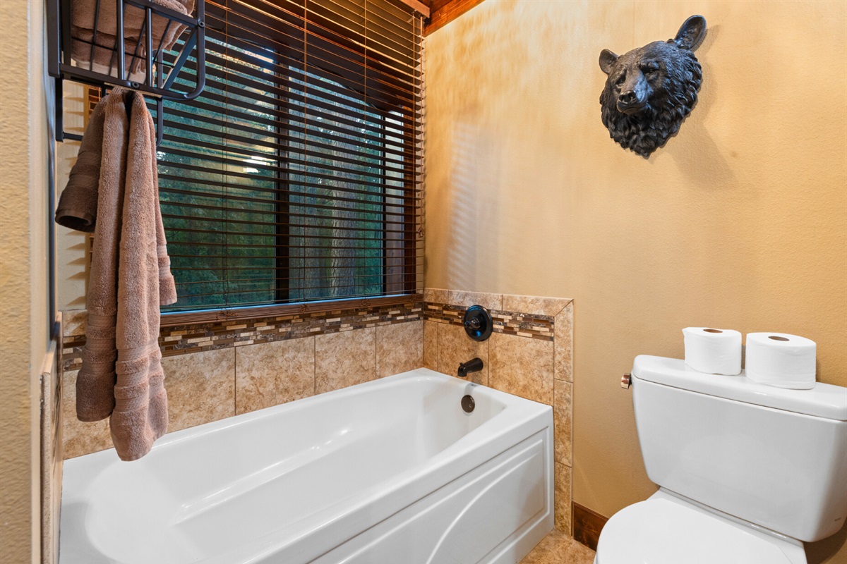 Soak the day away in your deep tub retreat.