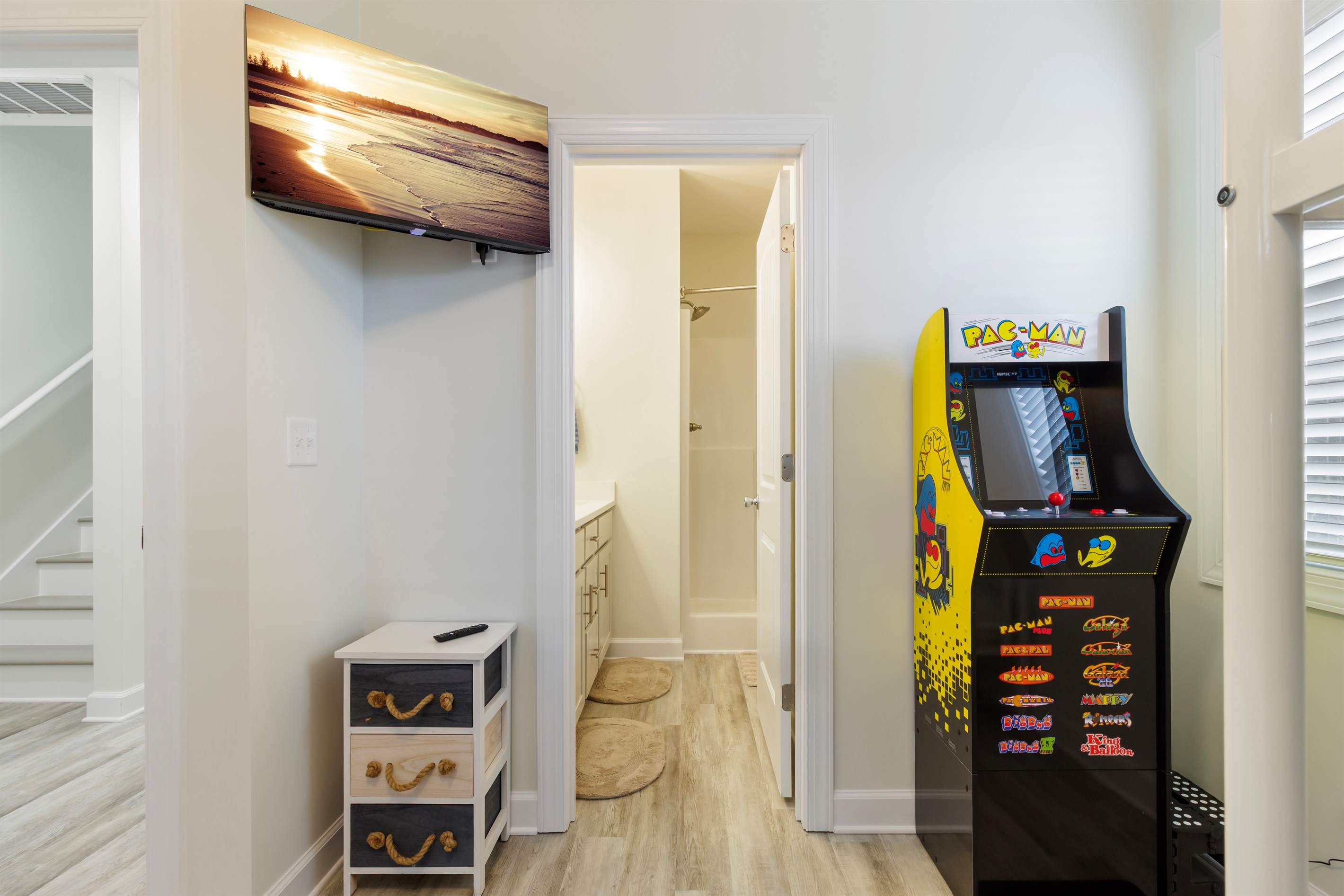 Bedroom 3 - Ensuite bathroom, game console, and smart tv