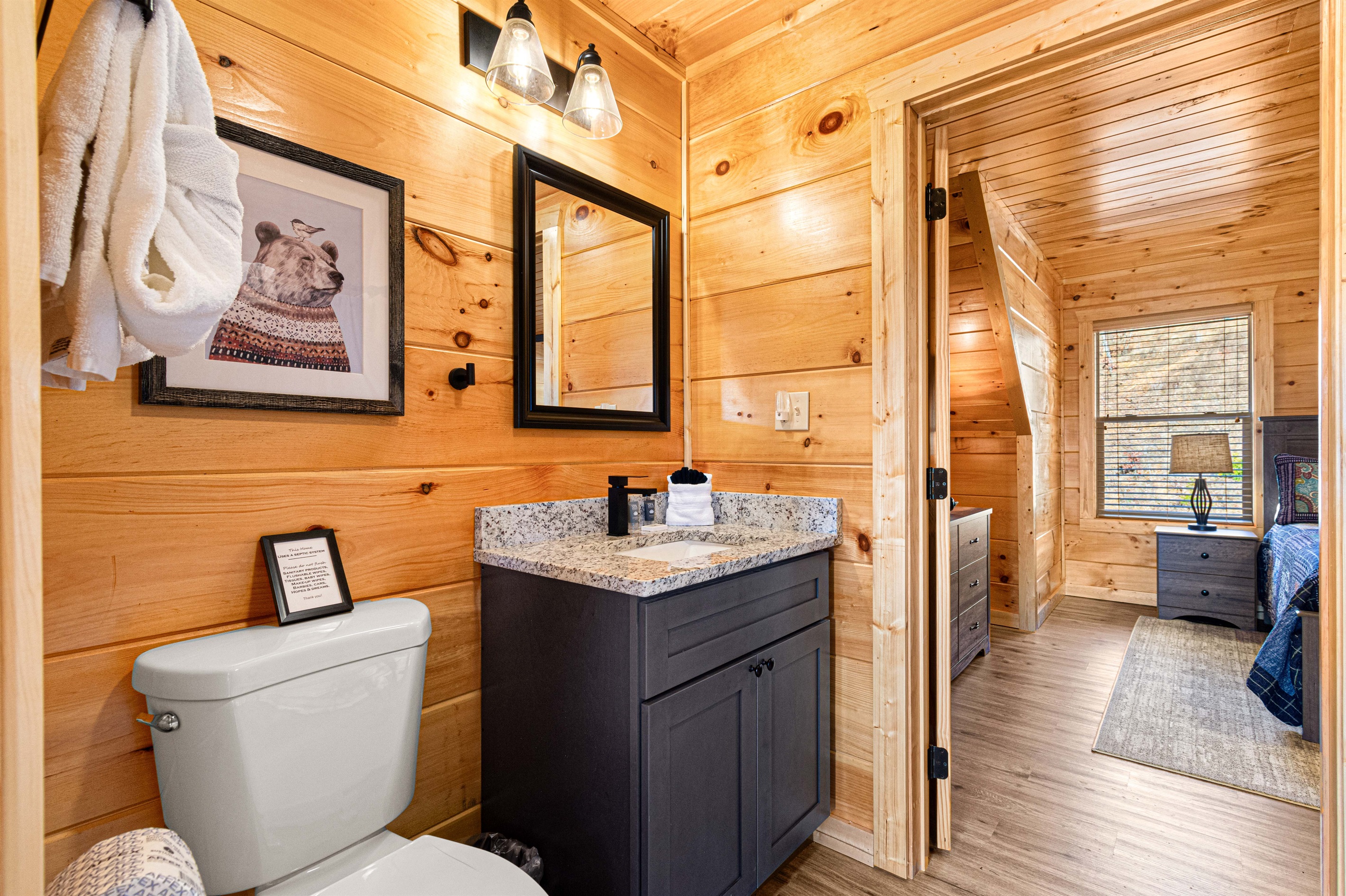 Game room also offers a half bath for ease