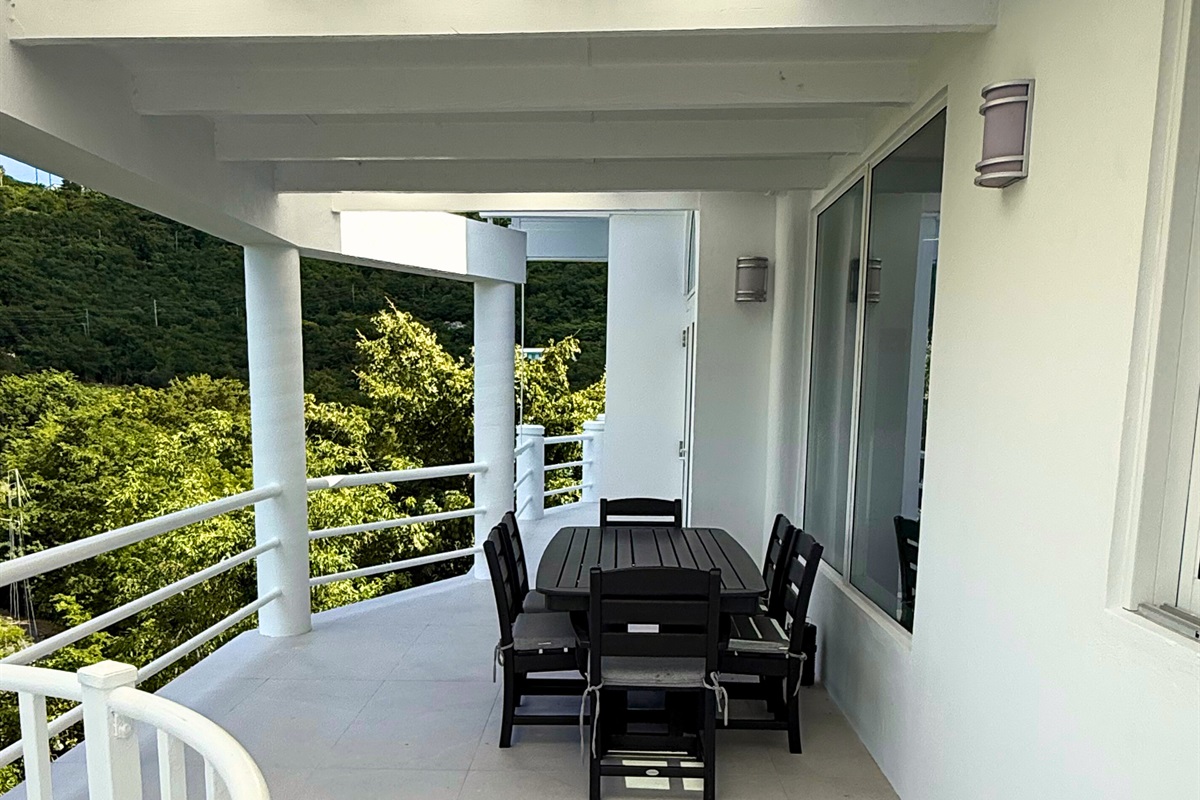 Outdoor dining located off of the kitchen