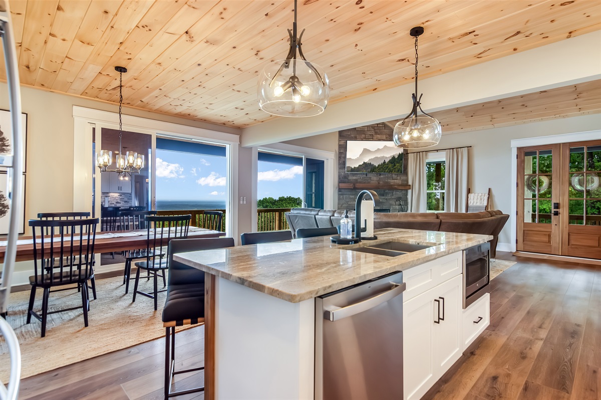Views of living room from kitchen 