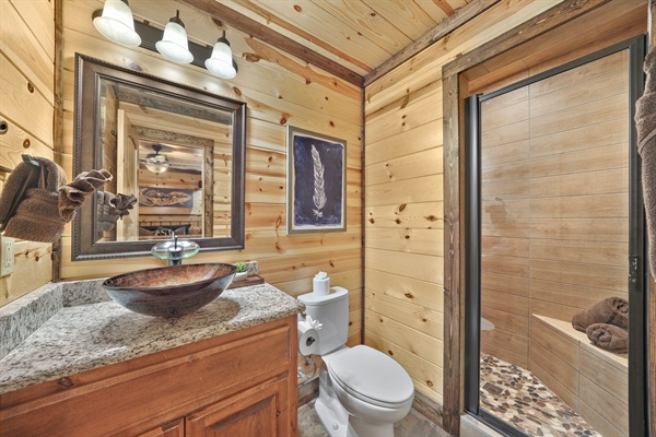 The Primary King Ensuite bathroom allows for privacy while prepping for your next adventure.