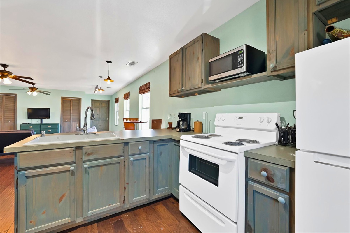 A bright, functional kitchen area that makes cooking feel easy and relaxed.