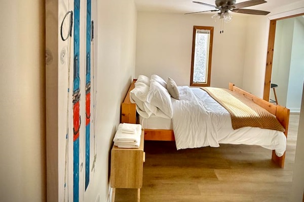 Bedroom with Full Bed and Workspace