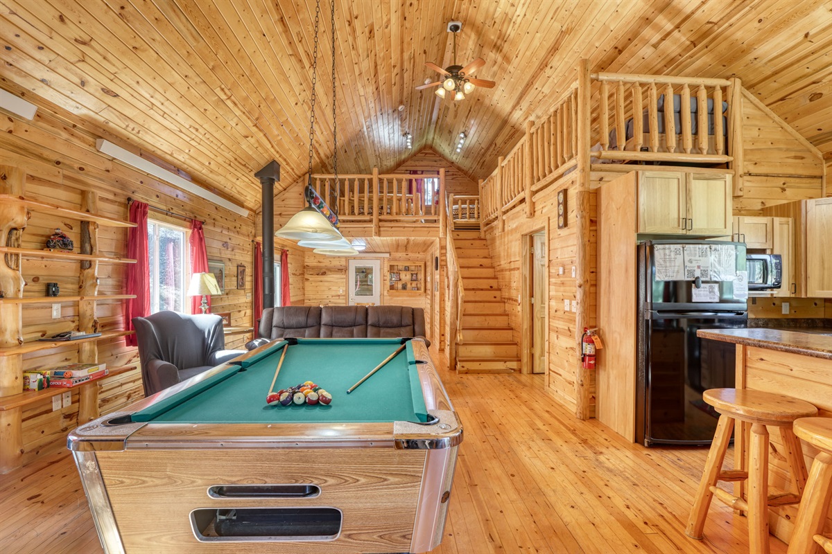 Living area with pool table