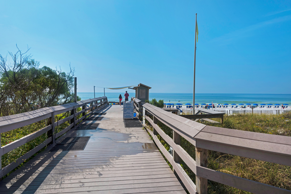 Boardwalk from Tides to the beach.