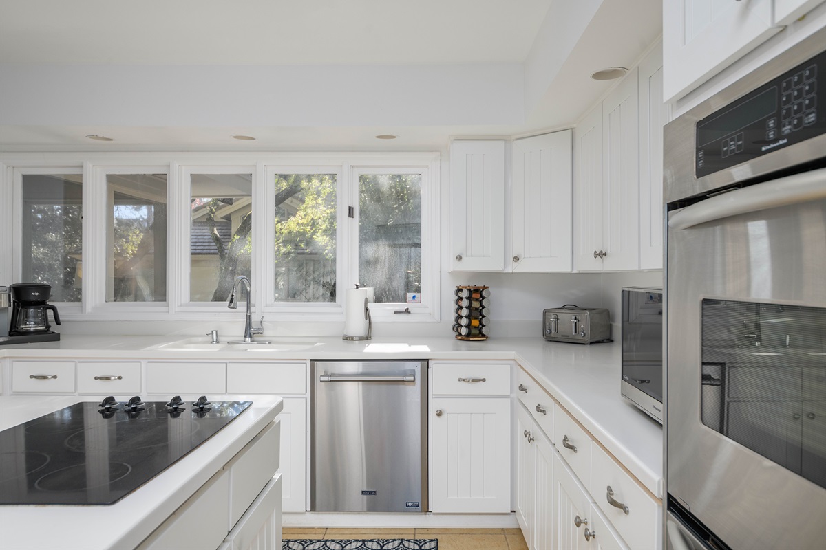 Kitchen gets plenty of natural light