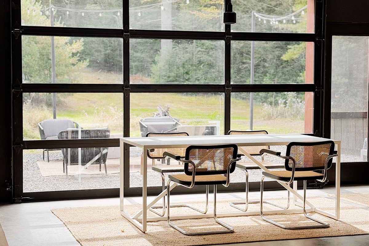 Dining table with view of the field